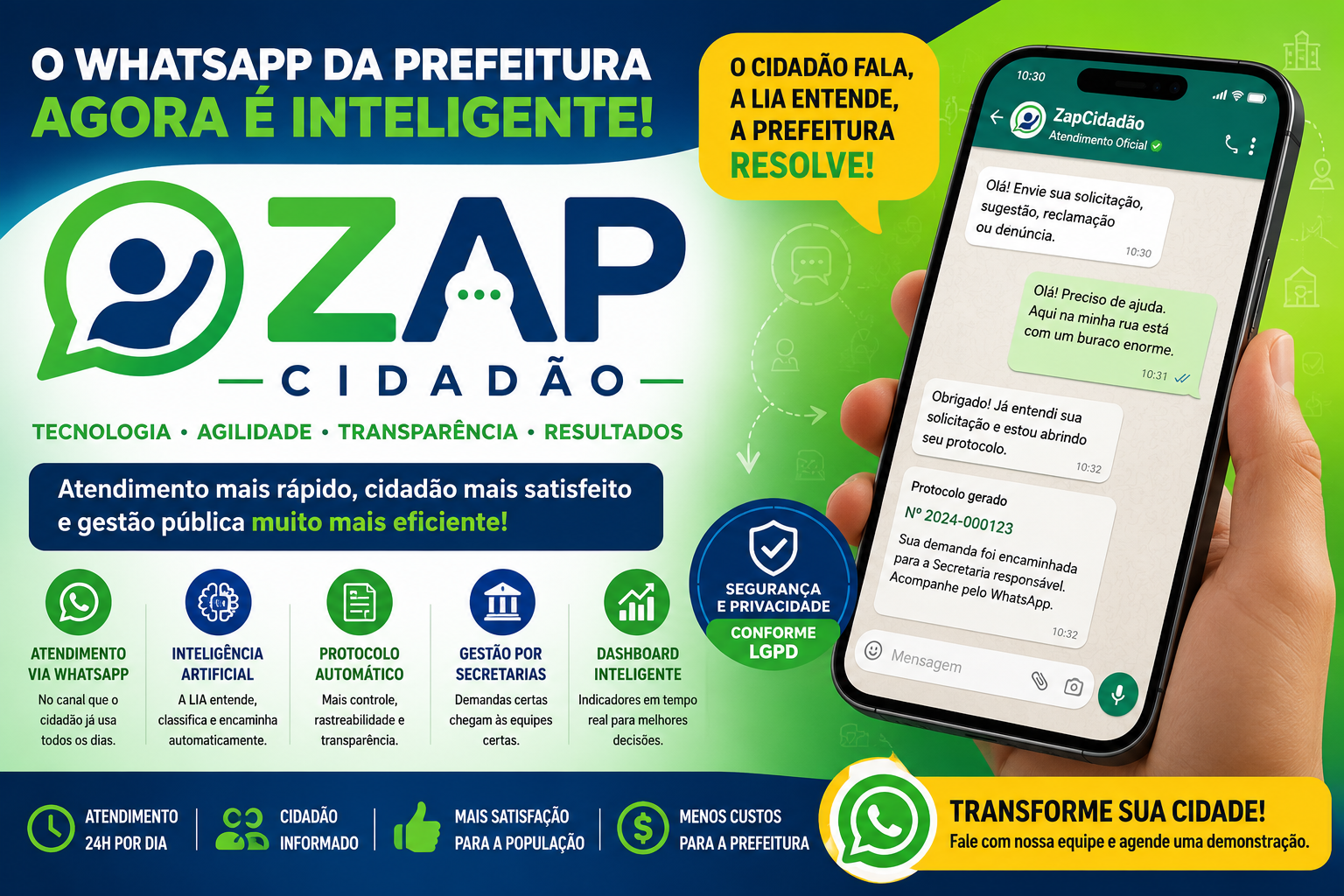 Interface do ZapCidadão no WhatsApp